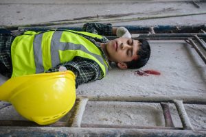 Worker with a head injury. 