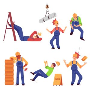 A graphic showing employees in various accidents in violation of the Health and Safety at Work etc. Act 1974.